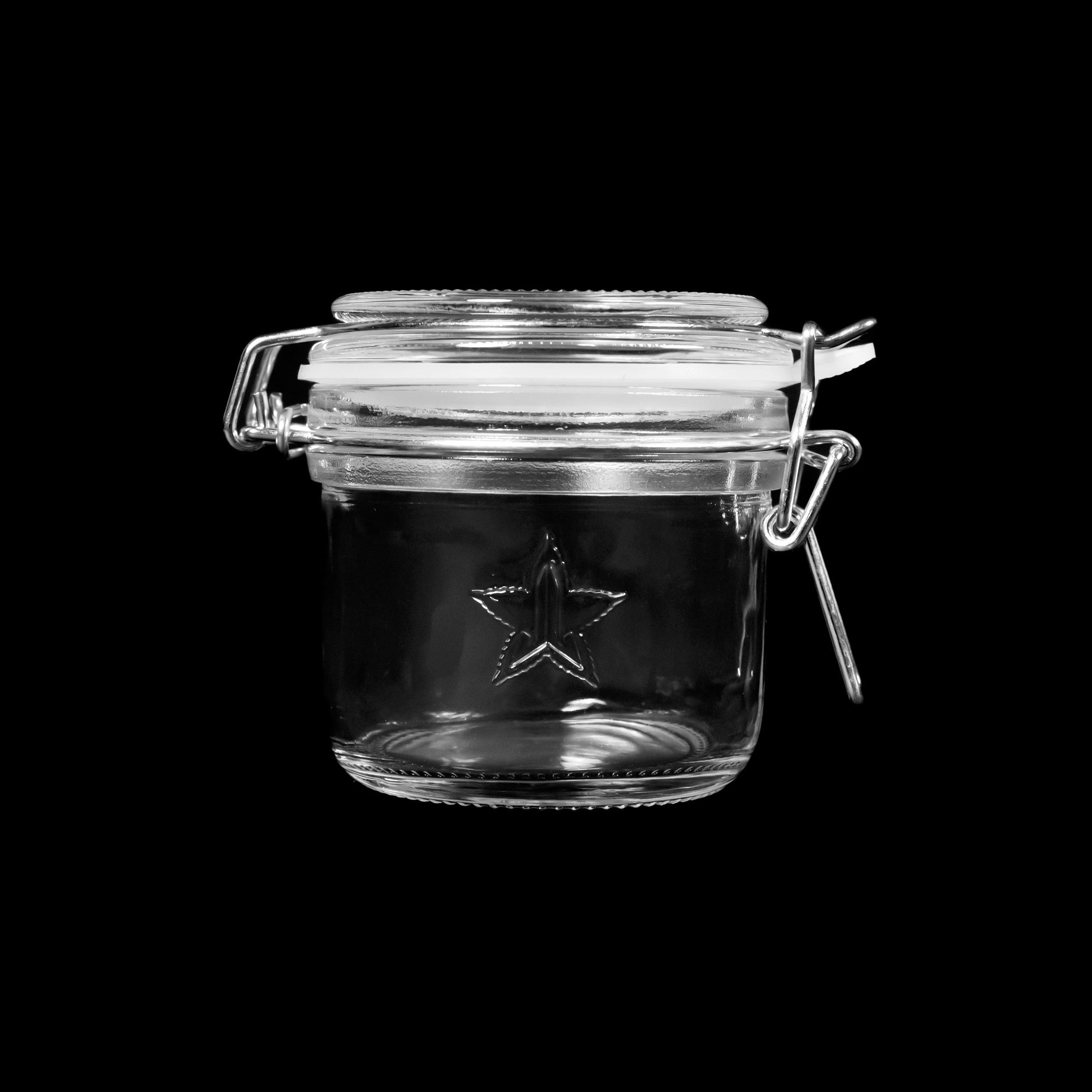 200ml Snap Lid Clear Glass jar view 1