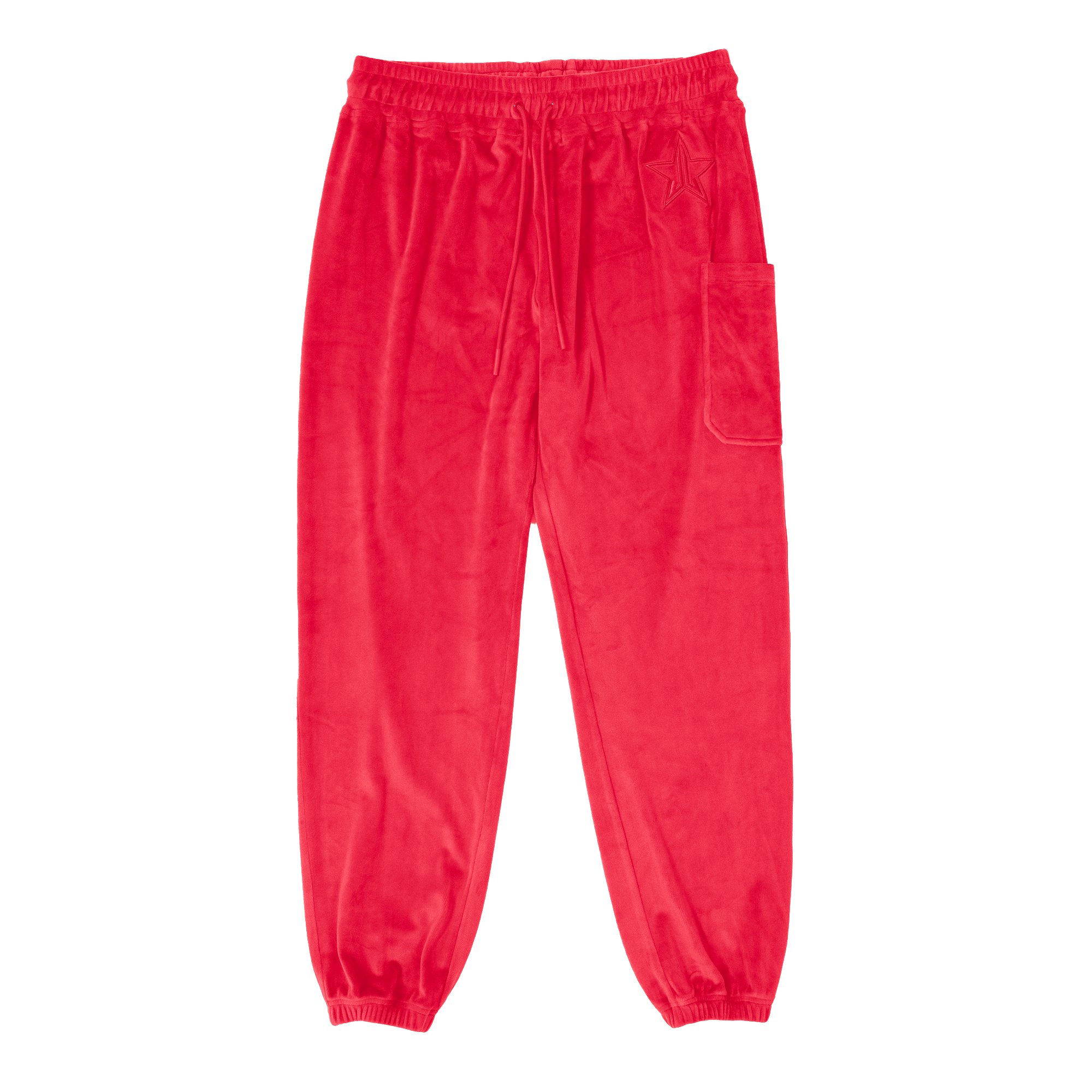 Red Velour Joggers view 1