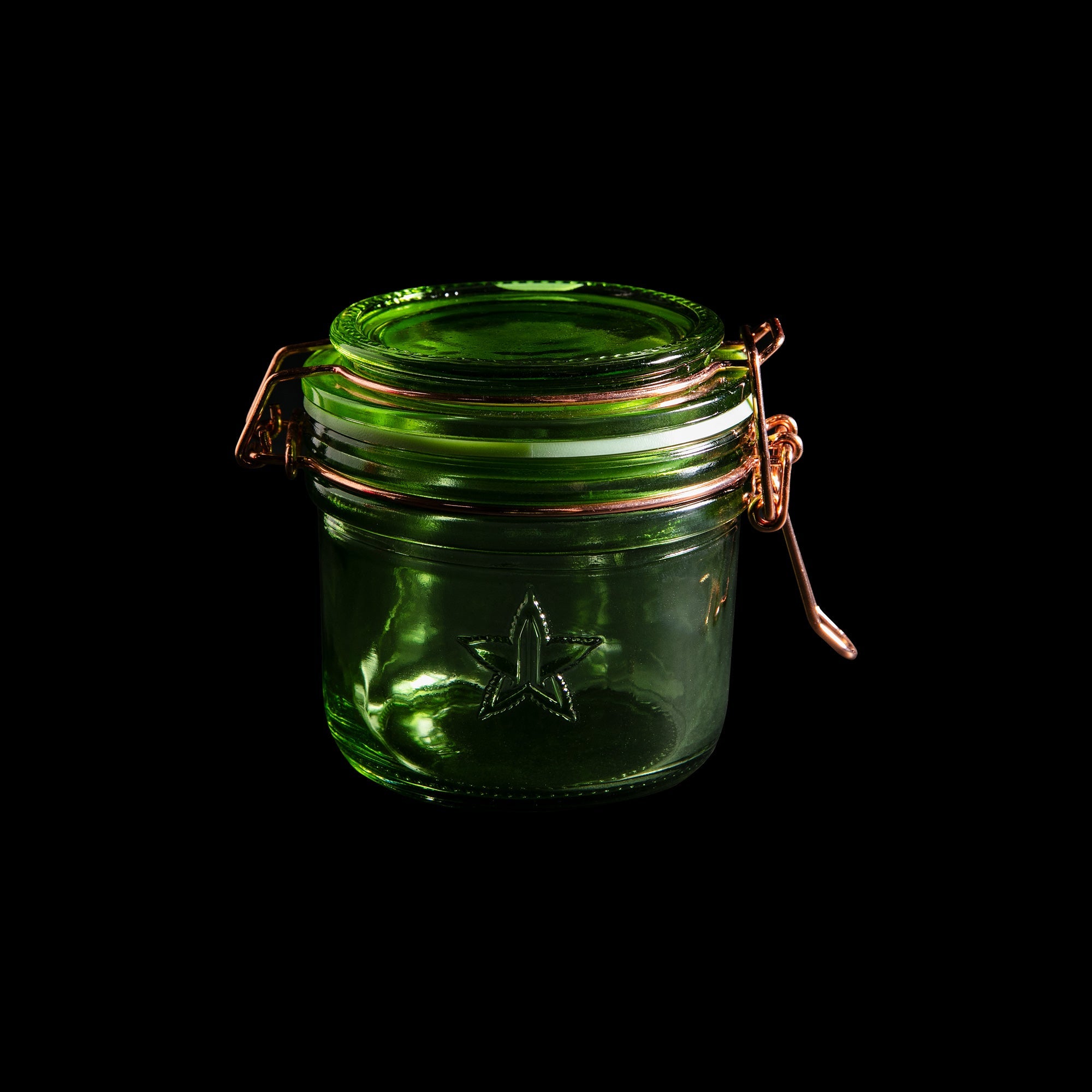 200ml Snap Lid Green Glass jar view 1