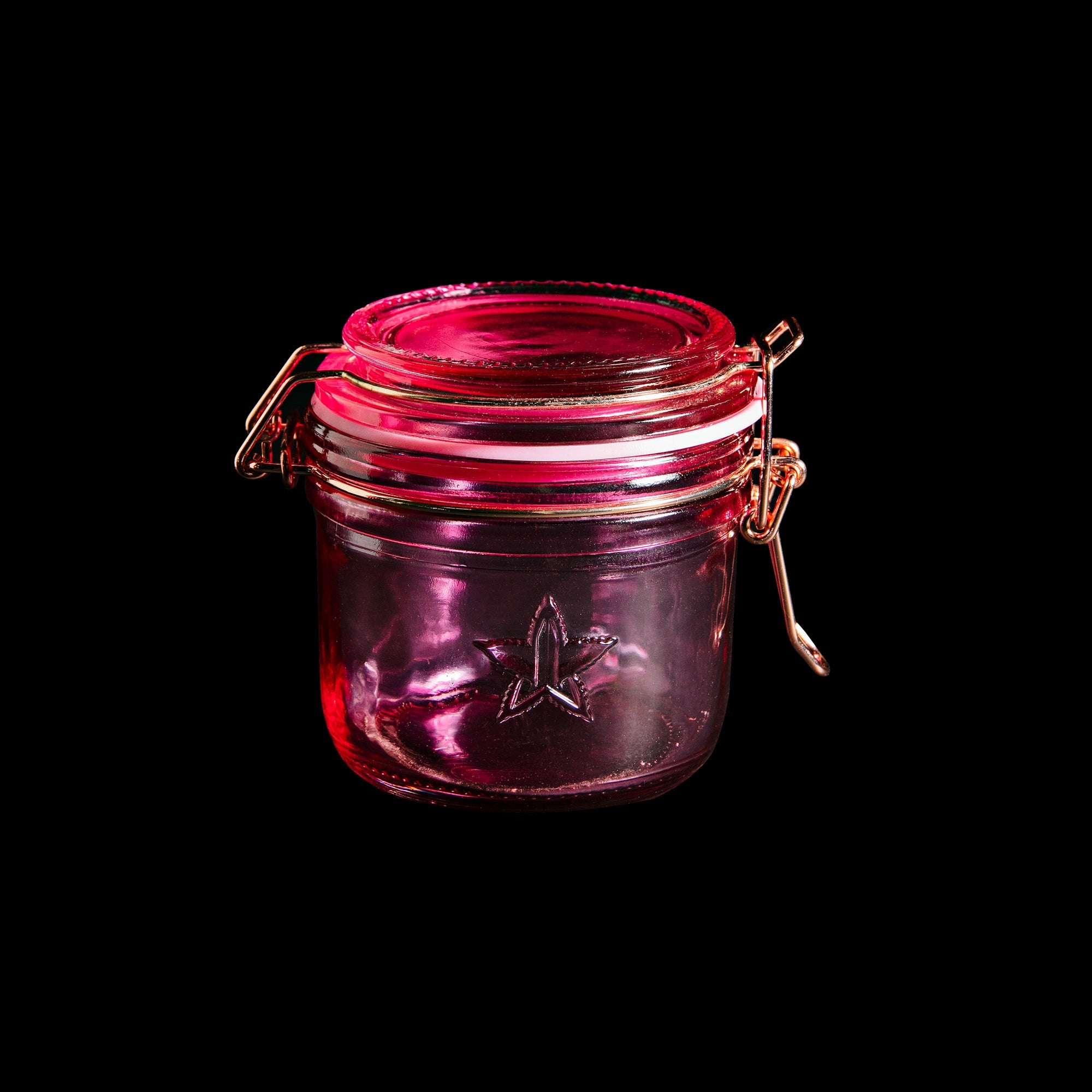 200ml Snap Lid Pink Glass jar view 1