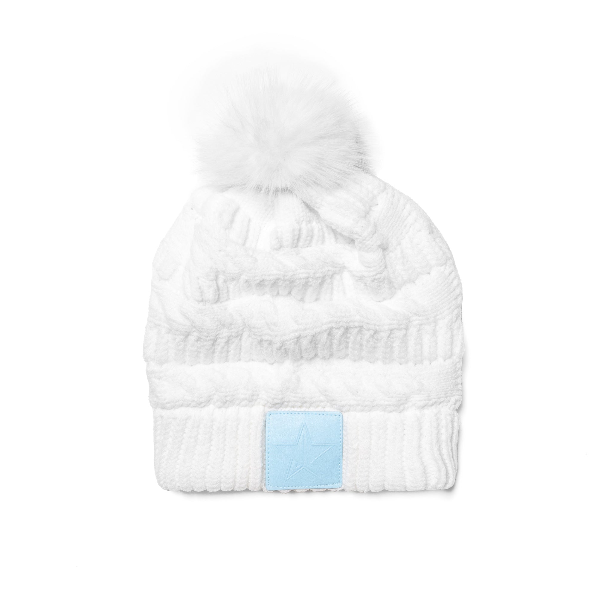 Snow White Snow Drift Cable-Knit Pom-Pom Beanie